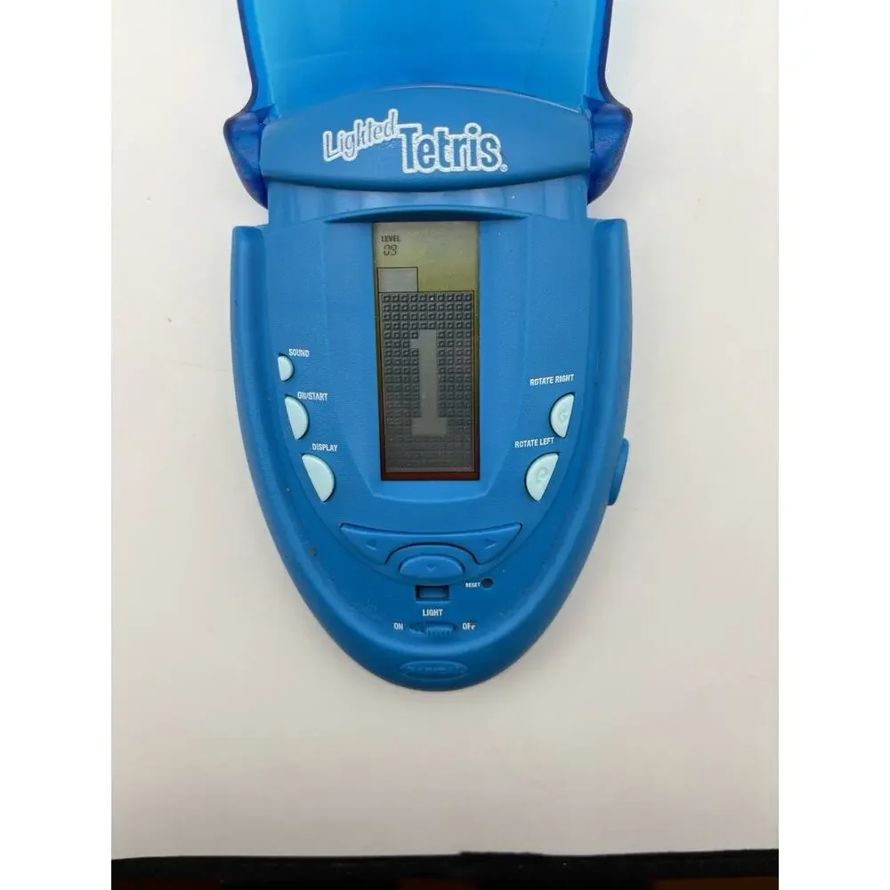Blue Radica Lighted Tetris Flip Top Travel Game Tested Works VG Condition